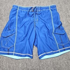 Speedo Swim Trunks XL Extra Large Shorts Blue Waterproof‎ Pocket Swimming Beach